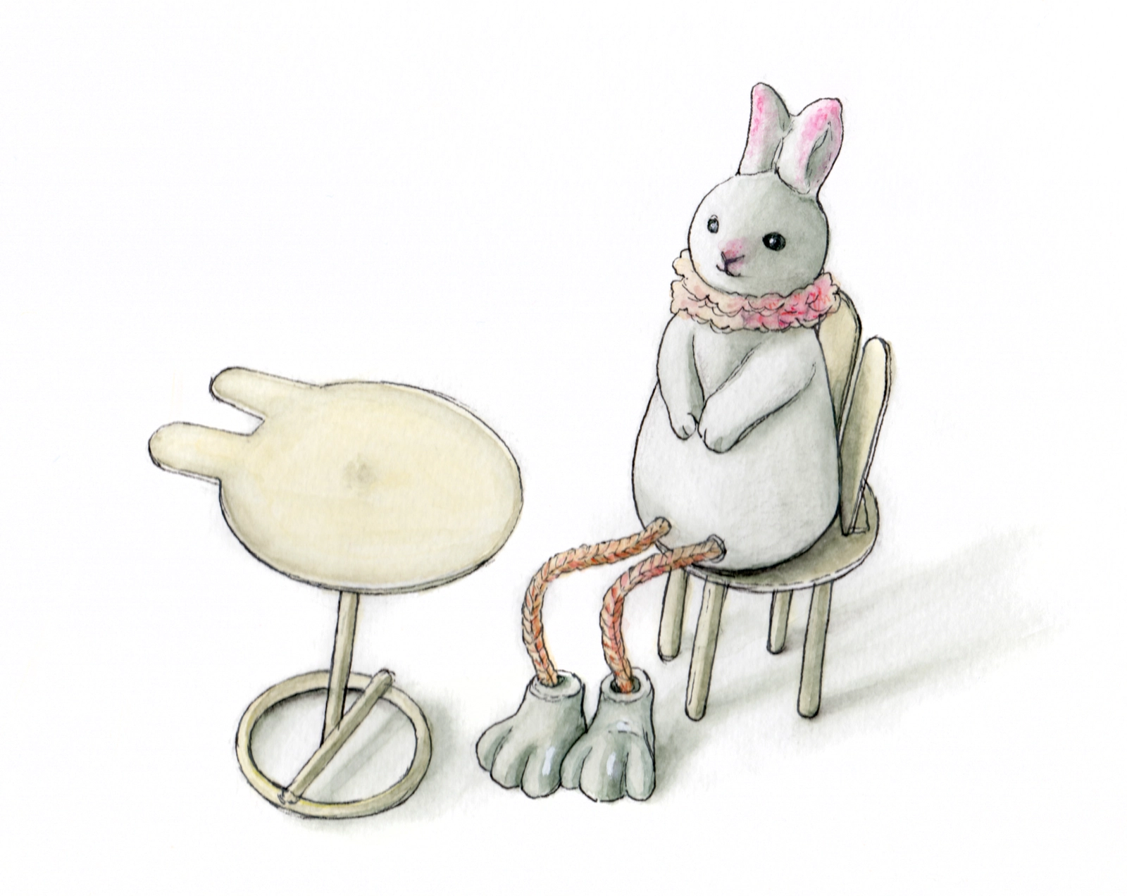 うさぎを描いたペン画作品
